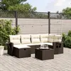 Image de vidaXL Salon de jardin avec coussins 6 pcs marron résine tressée