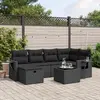 Image de vidaXL Salon de jardin 7 pcs avec coussins noir résine tressée