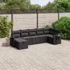 Image de vidaXL Salon de jardin 7 pcs avec coussins noir résine tressée