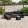 Image de vidaXL Salon de jardin 8 pcs avec coussins noir résine tressée
