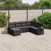 Image de vidaXL Salon de jardin 7 pcs avec coussins noir résine tressée