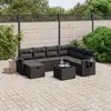 Image de vidaXL Salon de jardin 8 pcs avec coussins noir résine tressée
