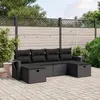 Image de vidaXL Salon de jardin 6 pcs avec coussins noir résine tressée