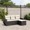 Image de vidaXL Salon de jardin 4 pcs avec coussins noir résine tressée