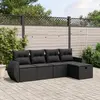 Image de vidaXL Salon de jardin 5 pcs avec coussins noir résine tressée