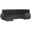 Image de vidaXL Salon de jardin 6 pcs avec coussins noir résine tressée