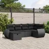 Image de vidaXL Salon de jardin 6 pcs avec coussins noir résine tressée