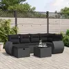 Image de vidaXL Salon de jardin 7 pcs avec coussins noir résine tressée
