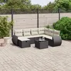 Image de vidaXL Salon de jardin 8 pcs avec coussins noir résine tressée