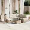 Image de vidaXL Salon de jardin avec coussins 8 pcs beige résine tressée