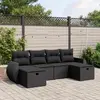 Image de vidaXL Salon de jardin 6 pcs avec coussins noir résine tressée