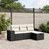 Image de vidaXL Salon de jardin 4 pcs avec coussins noir résine tressée