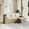 Image de vidaXL Salon de jardin avec coussins 4 pcs beige résine tressée