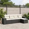 Image de vidaXL Salon de jardin 5 pcs avec coussins noir résine tressée