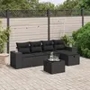 Image de vidaXL Salon de jardin 6 pcs avec coussins noir résine tressée