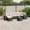 Image de vidaXL Salon de jardin 8 pcs avec coussins noir résine tressée