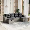 Image de vidaXL Salon de jardin 6 pcs avec coussins gris résine tressée