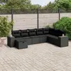 Image de vidaXL Salon de jardin 8 pcs avec coussins noir résine tressée