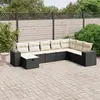 Image de vidaXL Salon de jardin 8 pcs avec coussins noir résine tressée