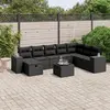 Image de vidaXL Salon de jardin 9 pcs avec coussins noir résine tressée