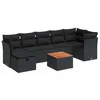 Image de vidaXL Salon de jardin 8 pcs avec coussins noir résine tressée