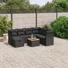 Image de vidaXL Salon de jardin 8 pcs avec coussins noir résine tressée