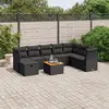 Image de vidaXL Salon de jardin 9 pcs avec coussins noir résine tressée