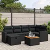 Image de vidaXL Salon de jardin 7 pcs avec coussins noir résine tressée