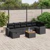 Image de vidaXL Salon de jardin 8 pcs avec coussins noir résine tressée