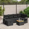 Image de vidaXL Salon de jardin 7 pcs avec coussins noir résine tressée