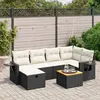 Image de vidaXL Salon de jardin 7 pcs avec coussins noir résine tressée