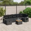 Image de vidaXL Salon de jardin 8 pcs avec coussins noir résine tressée