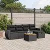 Image de vidaXL Salon de jardin 6 pcs avec coussins noir résine tressée