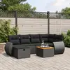 Image de vidaXL Salon de jardin 7 pcs avec coussins noir résine tressée
