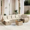 Image de vidaXL Salon de jardin avec coussins 8 pcs beige résine tressée