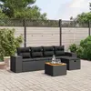 Image de vidaXL Salon de jardin 6 pcs avec coussins noir résine tressée
