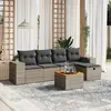 Image de vidaXL Salon de jardin 6 pcs avec coussins gris résine tressée