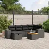 Image de vidaXL Salon de jardin 7 pcs avec coussins noir résine tressée