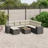Image de vidaXL Salon de jardin 8 pcs avec coussins noir résine tressée