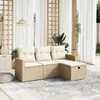 Image de vidaXL Salon de jardin avec coussins 4 pcs beige résine tressée