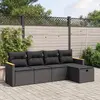 Image de vidaXL Salon de jardin 5 pcs avec coussins noir résine tressée