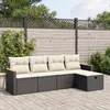Image de vidaXL Salon de jardin 5 pcs avec coussins noir résine tressée
