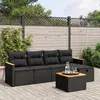 Image de vidaXL Salon de jardin 6 pcs avec coussins noir résine tressée