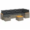 Image de vidaXL Salon de jardin 8 pcs avec coussins gris résine tressée