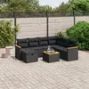 Image de vidaXL Salon de jardin 8 pcs avec coussins noir résine tressée