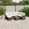 Image de vidaXL Salon de jardin 8 pcs avec coussins noir résine tressée