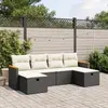 Image de vidaXL Salon de jardin 6 pcs avec coussins noir résine tressée