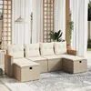 Image de vidaXL Salon de jardin avec coussins 6 pcs beige résine tressée