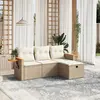 Image de vidaXL Salon de jardin avec coussins 4 pcs beige résine tressée