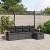 Image de vidaXL Salon de jardin 5 pcs avec coussins noir résine tressée